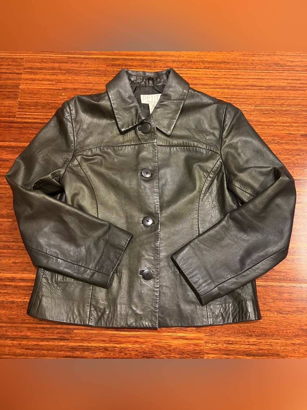 Vintage 90s Petite Sophisticates Minimalist Leather Jacket Black Small